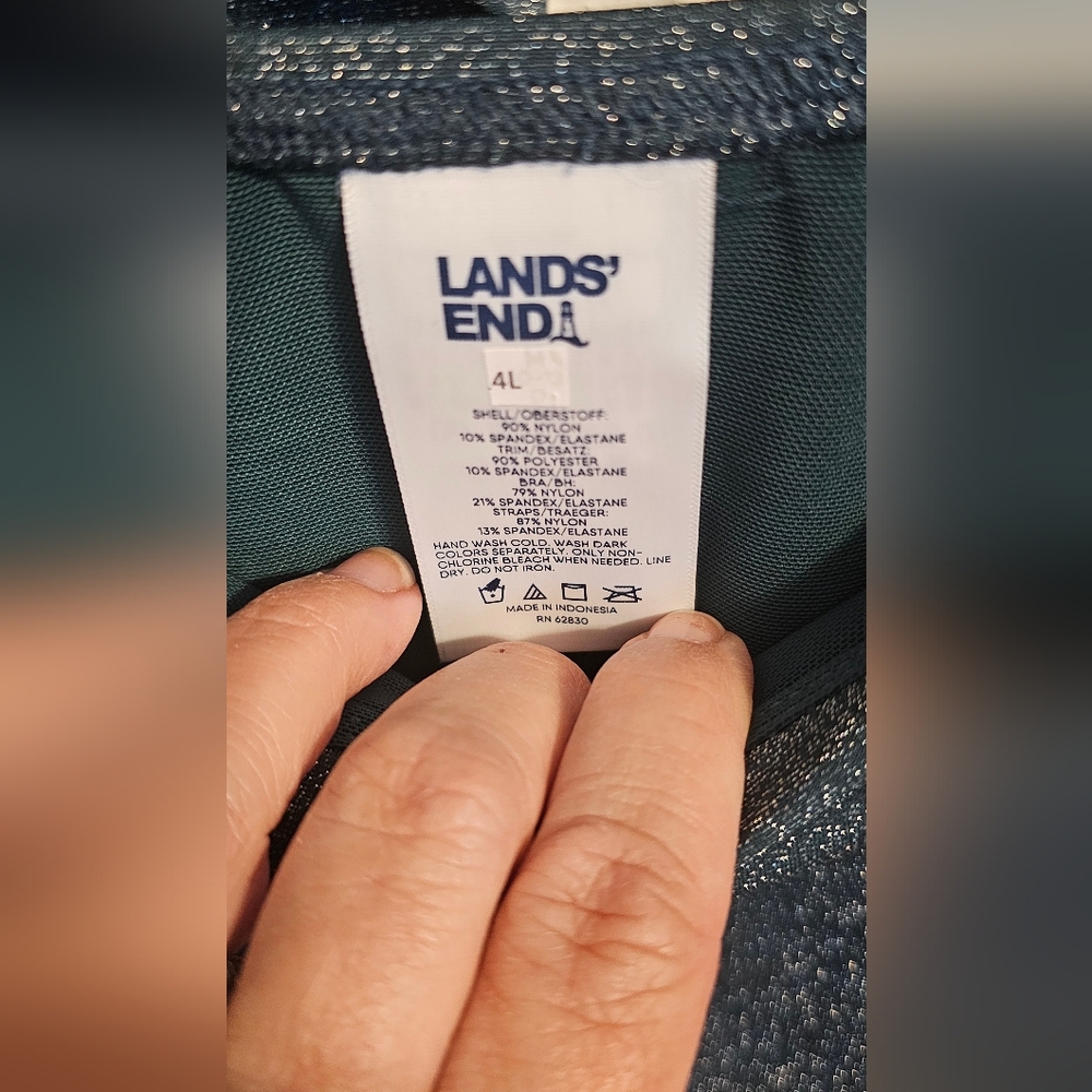 Lands' End Shiny Women's Tankini 2 Piece Swim - Picture 5 of 7